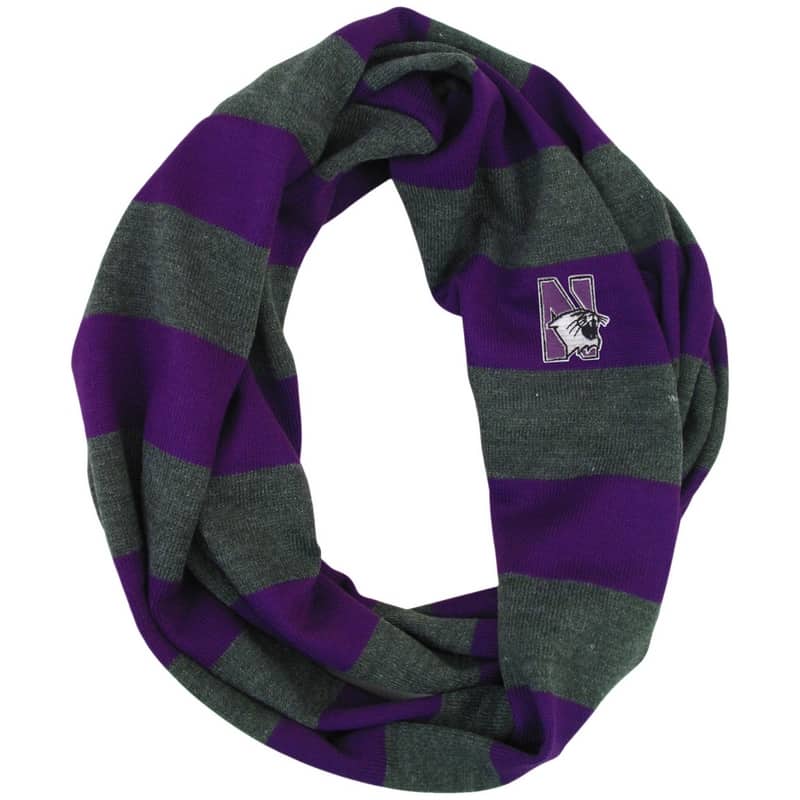 Northwestern University Wildcats Purple/Charcoal Rugby Stripped Lightweight Infinity Scarf