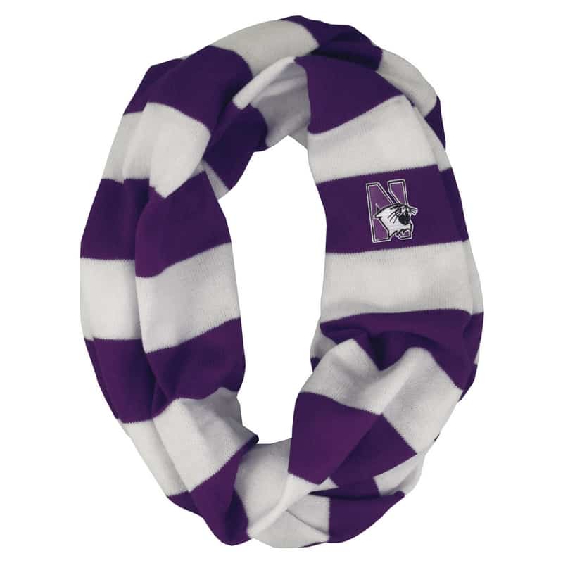 Northwestern University Wildcats Purple/White Rugby Stripped Lightweight Infinity Scarf