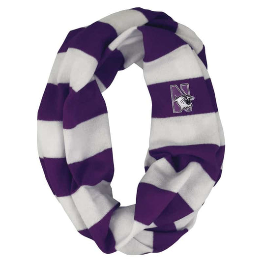 Northwestern University Wildcats Purple/White Rugby Stripped Lightweight Infinity Scarf