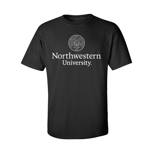 Northwestern University Wildcats Men's MV Black Classic Tee with Seal Design