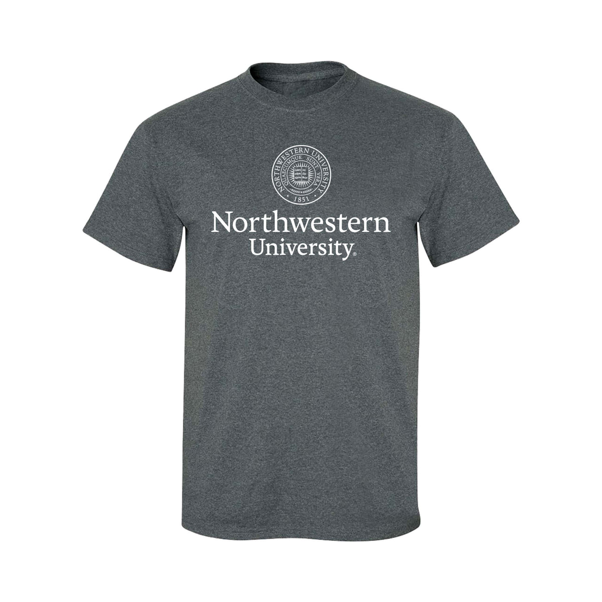 Northwestern University Wildcats Men's MV Charcoal Heather Classic Tee with Seal Design