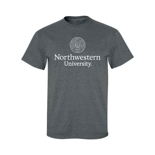 Northwestern University Wildcats Men's MV Charcoal Heather Classic Tee with Seal Design