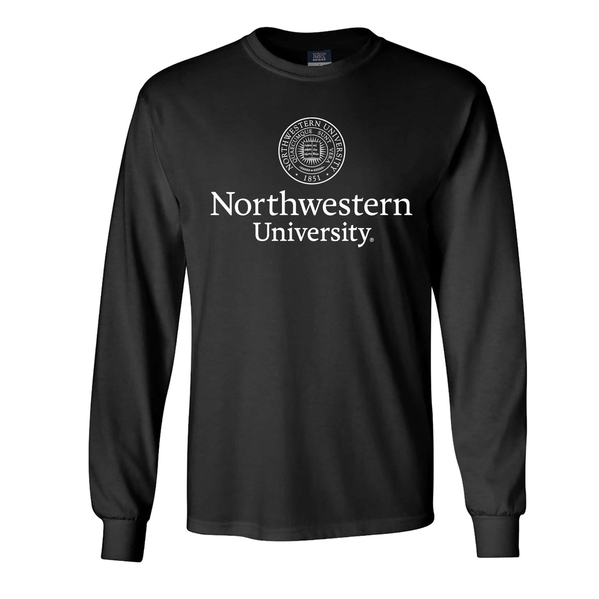 Northwestern University Wildcats Men's MV Black Classic Long Sleeve Tee with Seal Design