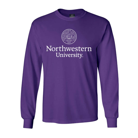 Northwestern University Wildcats Men's MV Purple Classic Long Sleeve Tee with Seal Design