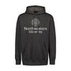 Northwestern University Wildcats Men's MV Fundamental Fleece Charcoal Heather Hooded Sweatshirt with Seal Design