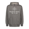 Northwestern University Wildcats Men's MV Fundamental Fleece Graphite Hooded Sweatshirt with Seal Design in White