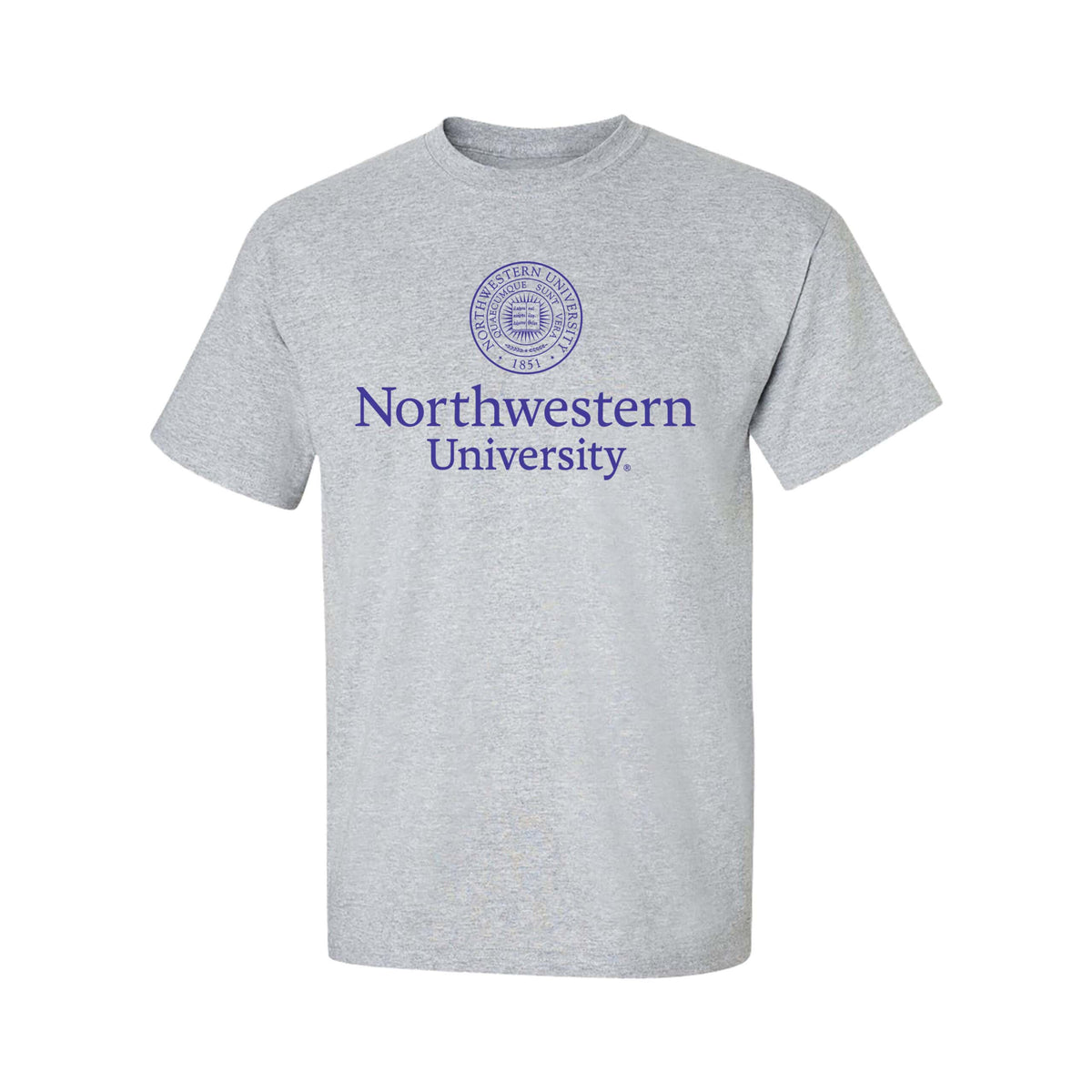 Northwestern University Wildcats Men's MV Heather Grey Classic Tee with Seal Design