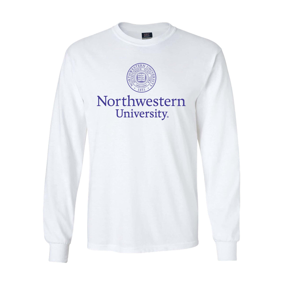 Northwestern University Wildcats Men's MV White Classic Long Sleeve Tee with Seal Design