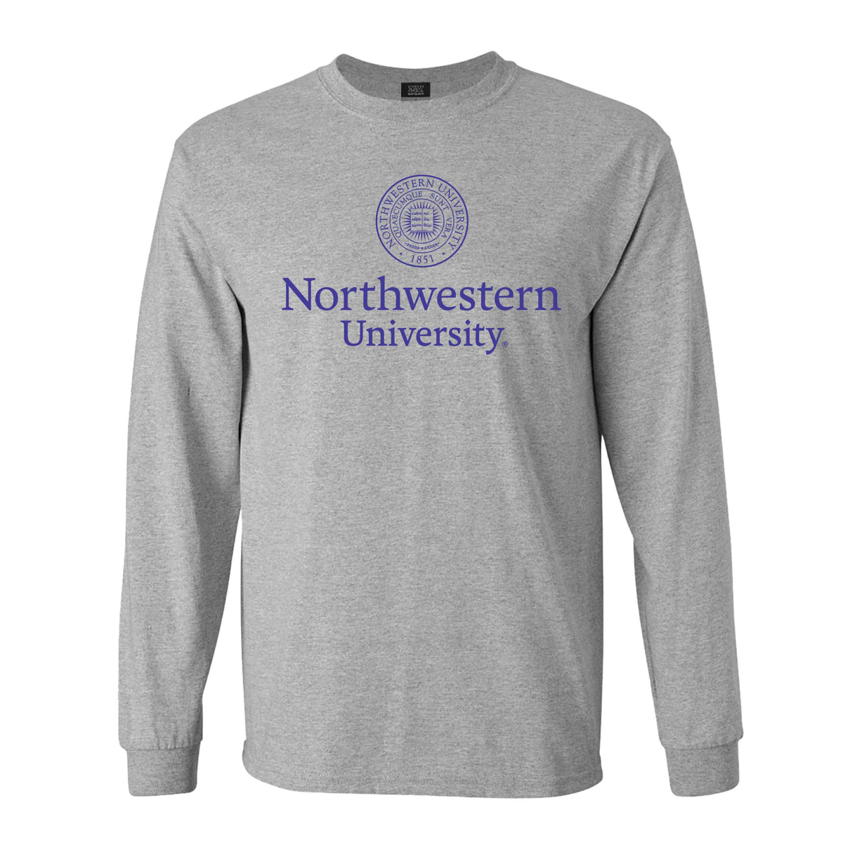 Northwestern University Wildcats Men's MV Heather Grey Classic Long Sleeve Tee with Seal Design