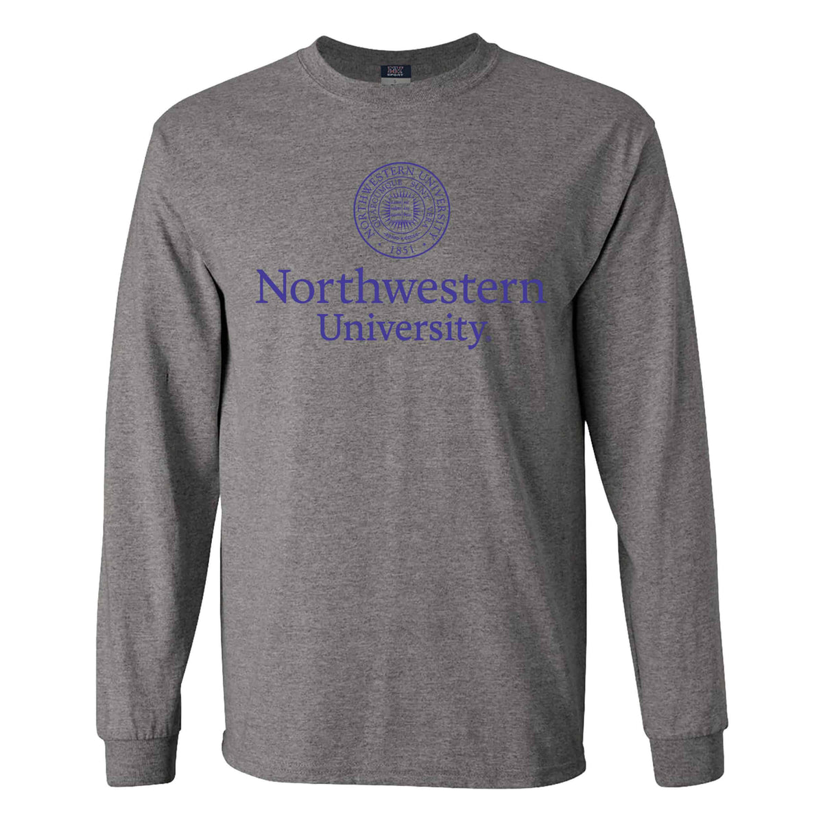 Northwestern University Wildcats Men's MV Graphite Classic Long Sleeve Tee with Seal Design in Purple