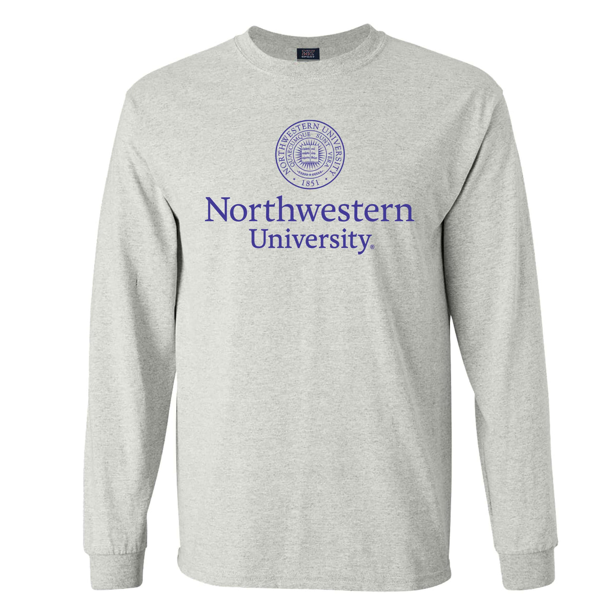 Northwestern University Wildcats Men's MV Marble Heather Classic Long Sleeve Tee with Seal Design