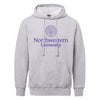 Northwestern University Wildcats Men's MV Fundamental Fleece Heather Grey Hooded Sweatshirt with Seal Design