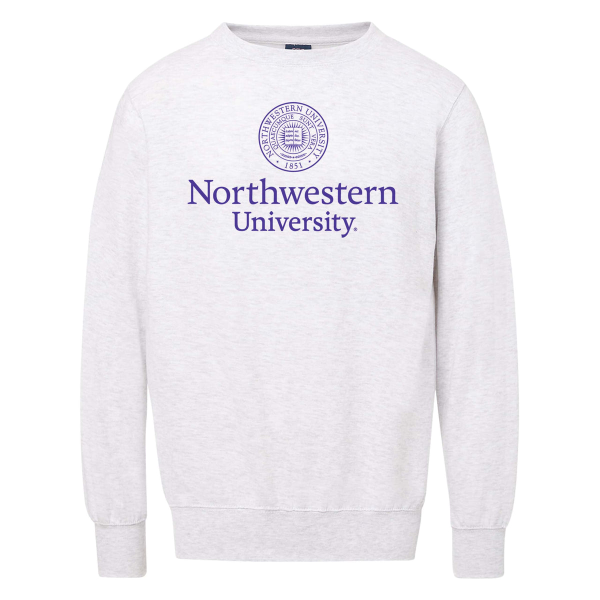 Northwestern University Wildcats Men's MV Fundamental Fleece Marble Heather Crewneck Sweatshirt with Seal Design