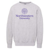 Northwestern University Wildcats Men's MV Fundamental Fleece Heather Grey Crewneck Sweatshirt with Seal Design