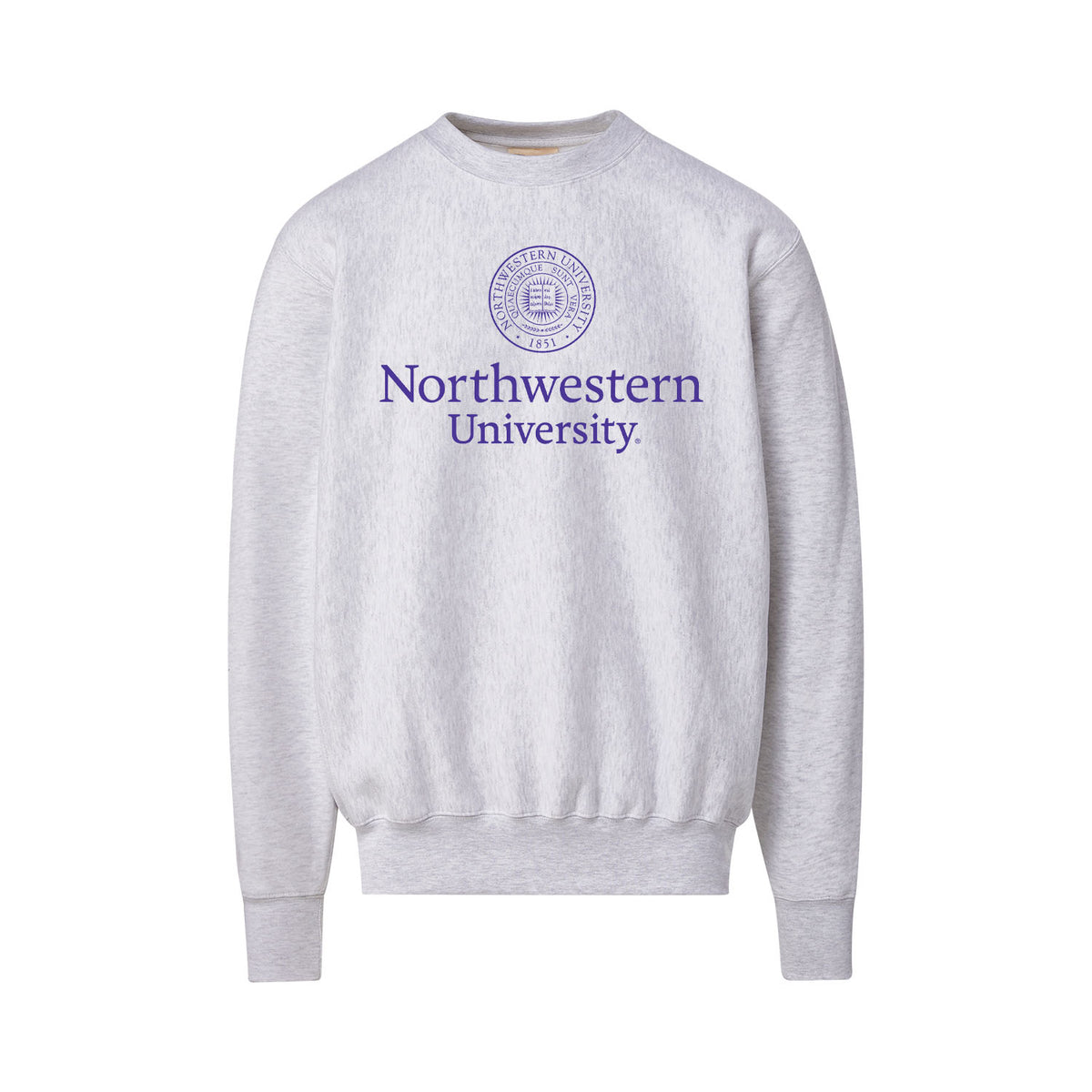 Northwestern University Wildcats Men's MV Pro-Weave Super-Heavy Marble Heather Crewneck Sweatshirt with Seal Design
