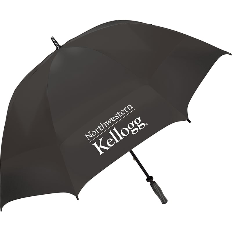 Northwestern I Kellogg 68" Supersized Solid Black Vented Golf Umbrella