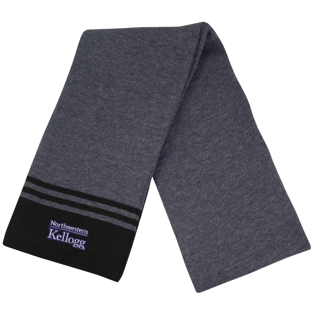 Northwestern I Kellogg Team Knit Scarf with Varsity Stripes