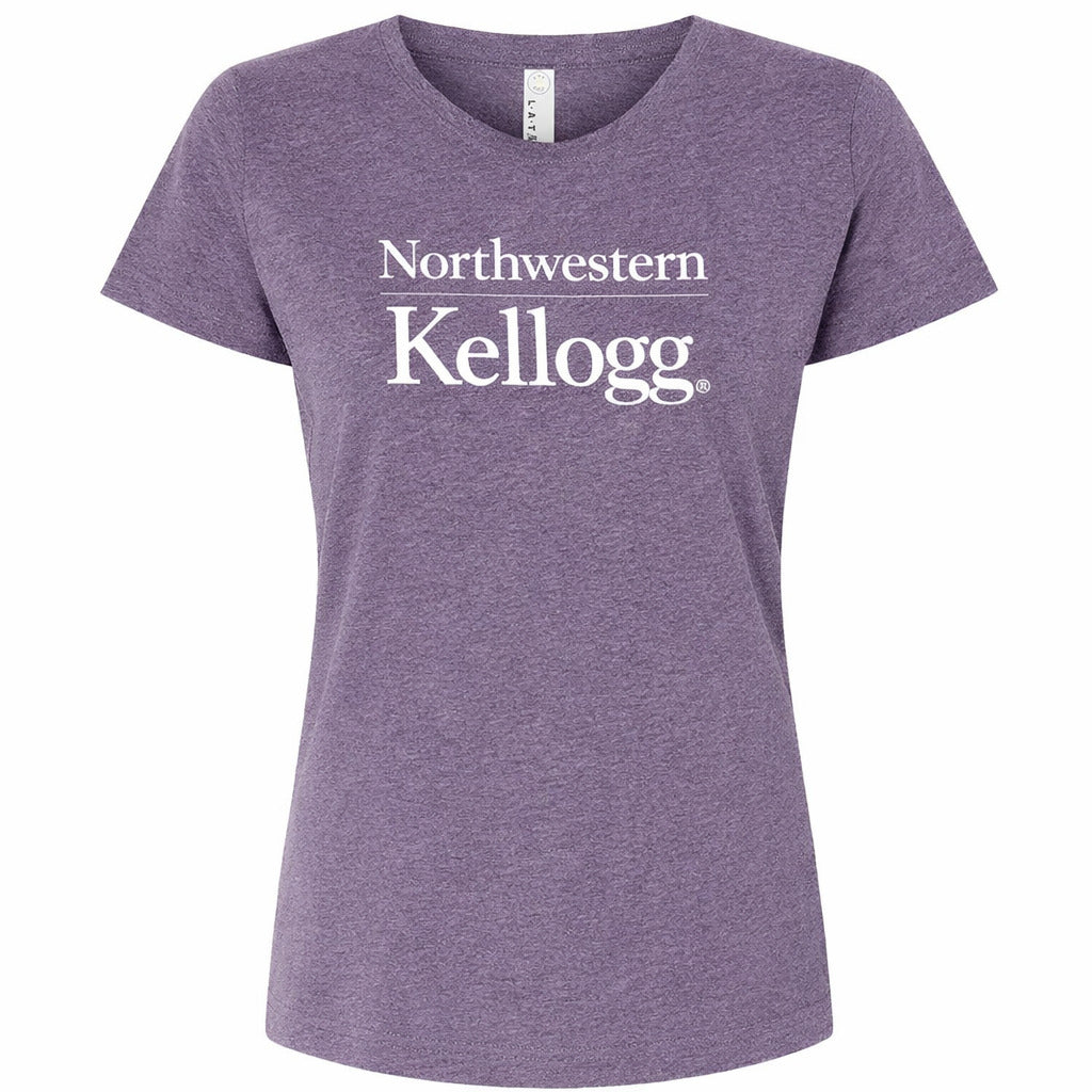 Northwestern I Kellogg Women's MV LAT Fine Jersey Wisteria Blackout Tee Shirt