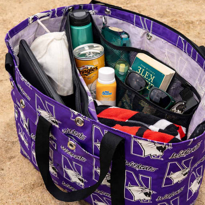 Northwestern University Wildcats Purple all Over Design Jumbo Tote Bag 22"WX13"HX5"D