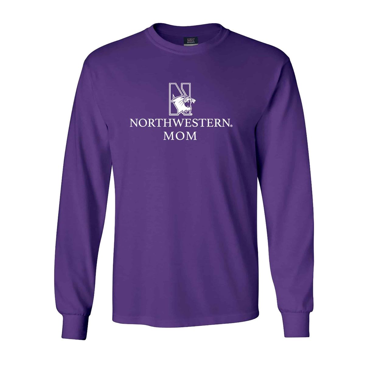 Northwestern University Wildcats Men's MV Purple Classic Long Sleeve Tee with Northwestern Mom & N-Cat Design