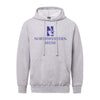 Northwestern University Wildcats Men's MV Fundamental Fleece Heather Grey Hooded Sweatshirt with Northwestern Mom & N-Cat Design