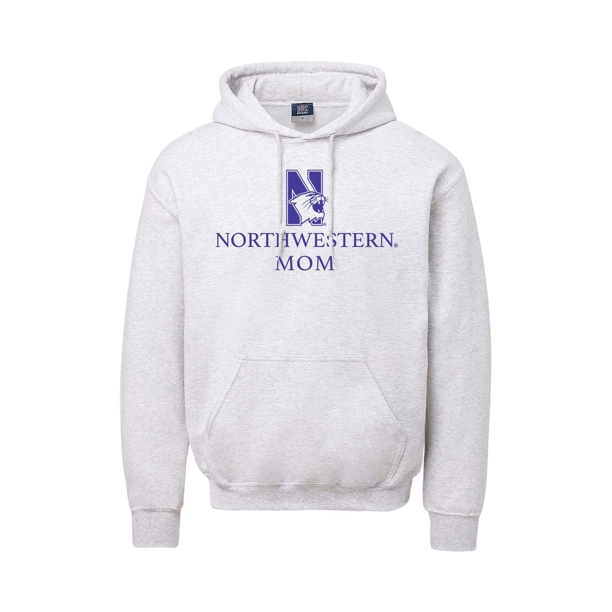 Northwestern University Wildcats Men's MV Fundamental Fleece Marble Heather Hooded Sweatshirt with Northwestern Mom & N-Cat Design