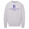 Northwestern University Wildcats Men's MV Fundamental Fleece Heather Grey Crewneck Sweatshirt with Northwestern Mom & N-Cat Design