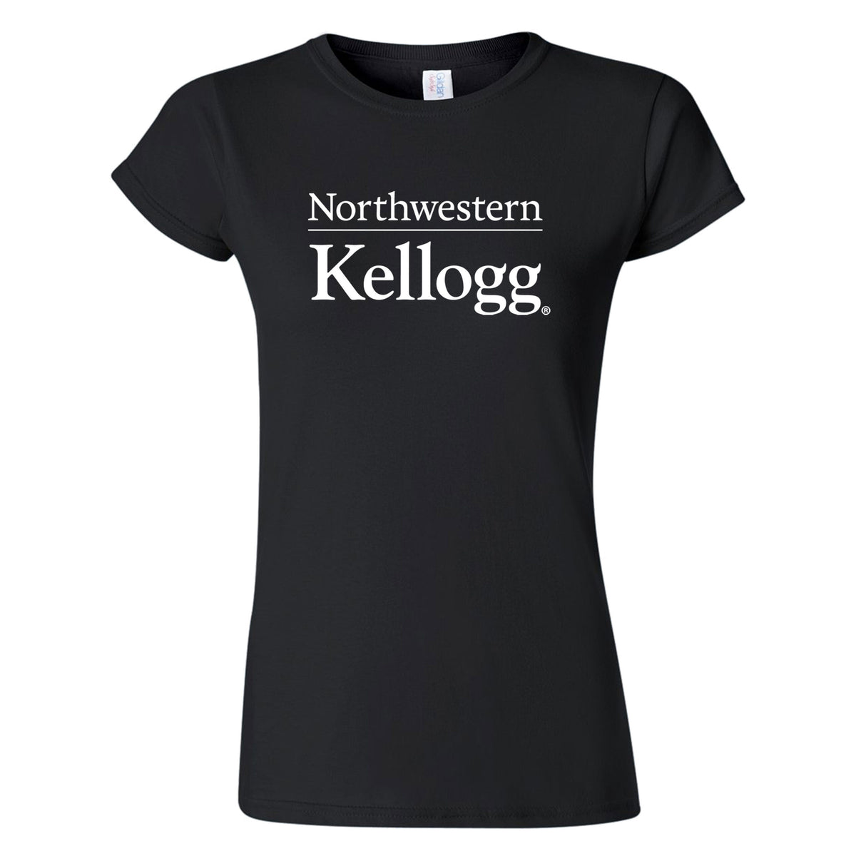 Northwestern I Kellogg Women's MV Softstyle Black Tee Shirt