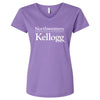 Northwestern I Kellogg Women's MV LAT Fine Jersey Lilac-Lavender V-Neck Tee Shirt