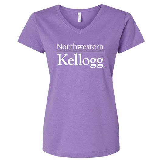 Northwestern I Kellogg Women's MV LAT Fine Jersey Lilac-Lavender V-Neck Tee Shirt