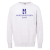 Northwestern University Wildcats Men's MV Fundamental Fleece Marble Heather Crewneck Sweatshirt with Northwestern Dad & N-Cat Design