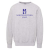 Northwestern University Wildcats Men's MV Fundamental Fleece Heather Grey Crewneck Sweatshirt with Northwestern Dad & N-Cat Design