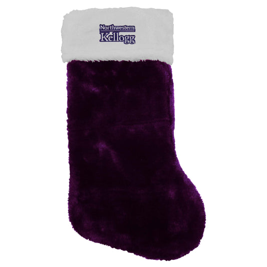 Northwestern I Kellogg Blitzen Velour Christmas Stocking with Satin Hang Loop