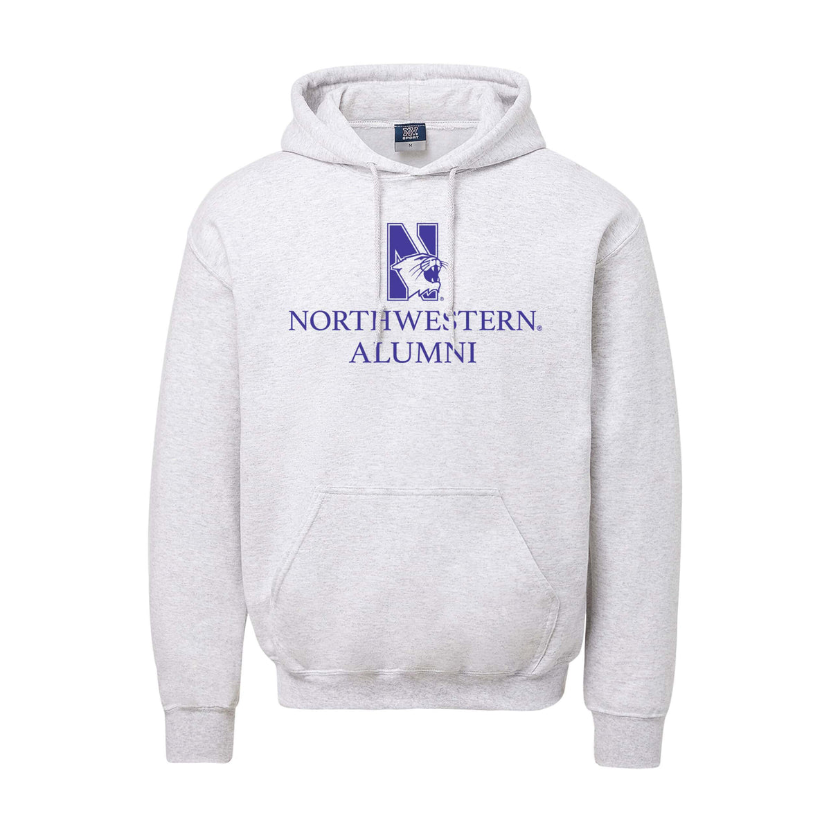 Northwestern University Wildcats Men's MV Fundamental Fleece Marble Heather Hooded Sweatshirt with Northwestern Alumni & N-Cat Design