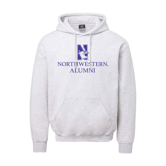 Northwestern University Wildcats Men's MV Fundamental Fleece Marble Heather Hooded Sweatshirt with Northwestern Alumni & N-Cat Design