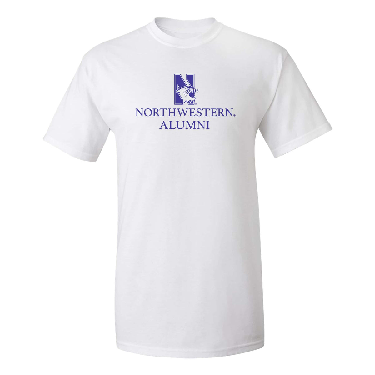 Northwestern University Wildcats Men's MV White Classic Tee with Northwestern Alumni & N-Cat Design