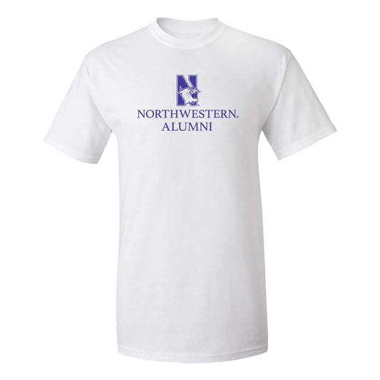 Northwestern University Wildcats Men's MV White Classic Tee with Northwestern Alumni & N-Cat Design
