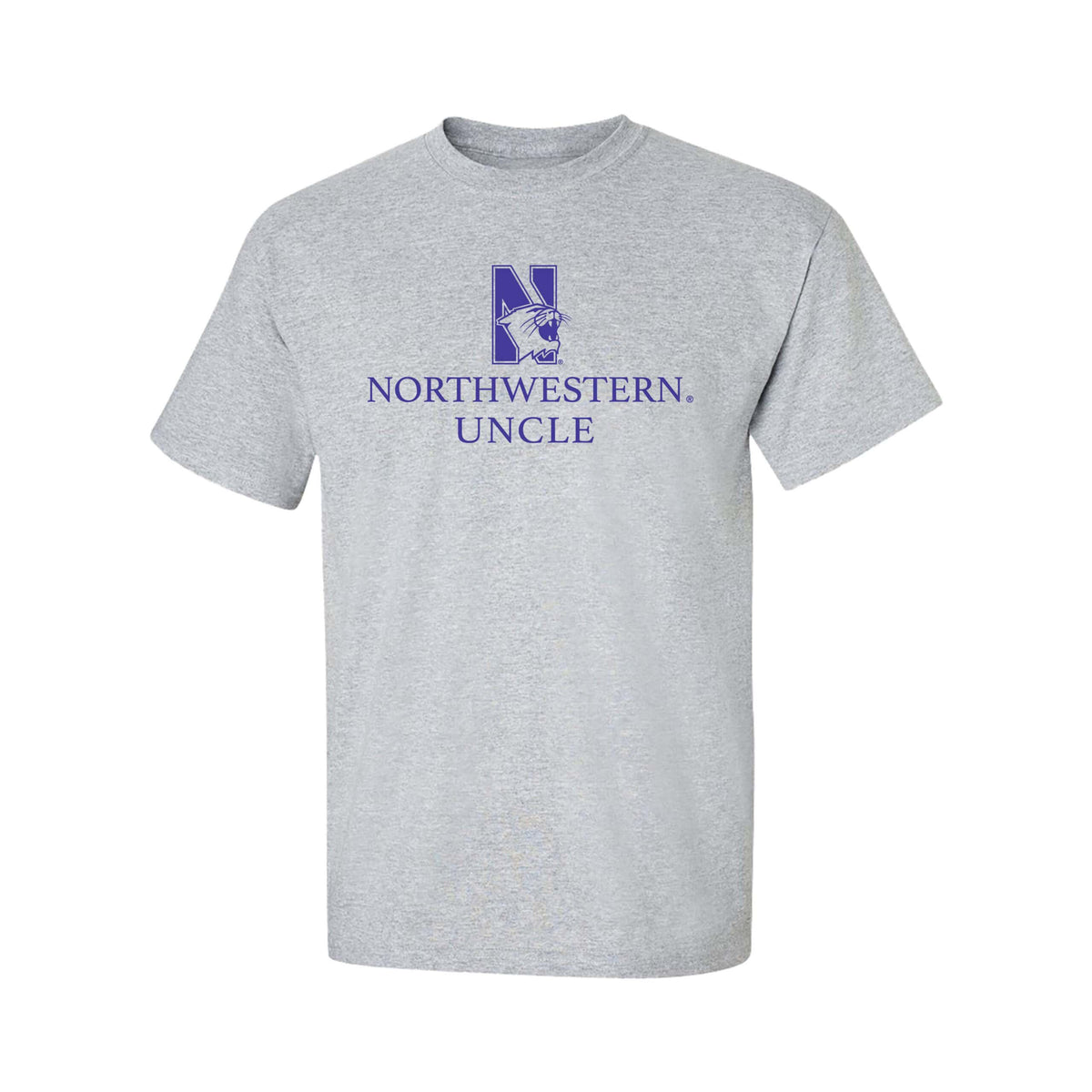 Northwestern University Wildcats Men's MV Heather Grey Classic Tee with Northwestern Uncle & N-Cat Design