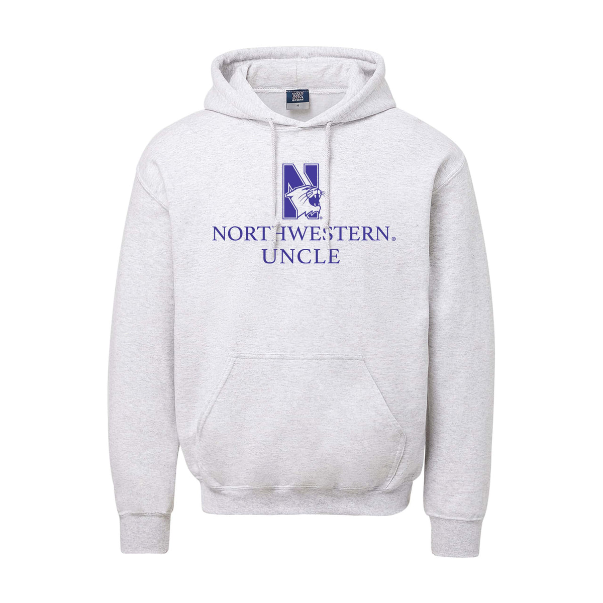 Northwestern University Wildcats Men's MV Fundamental Fleece Marble Heather Hooded Sweatshirt with Northwestern Uncle & N-Cat Design