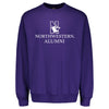 Northwestern University Wildcats Men's MV Fundamental Fleece Purple Crewneck Sweatshirt with Northwestern Alumni & N-Cat Design