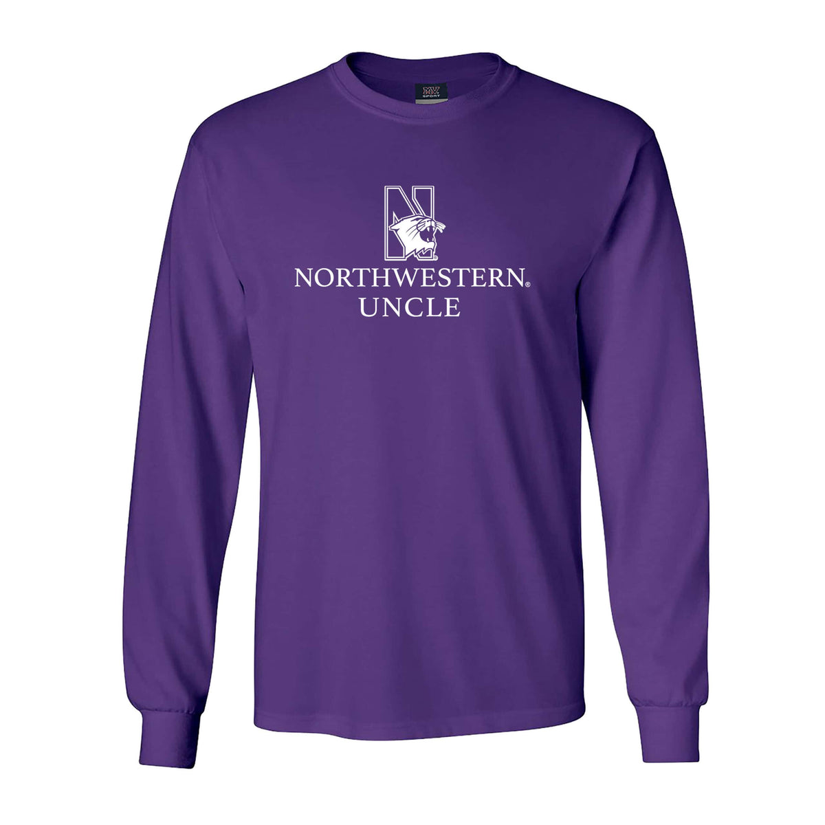 Northwestern University Wildcats Men's MV Purple Classic Long Sleeve Tee with Northwestern Uncle & N-Cat Design