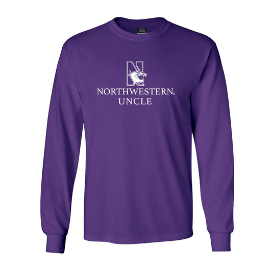 Northwestern University Wildcats Men's MV Purple Classic Long Sleeve Tee with Northwestern Uncle & N-Cat Design