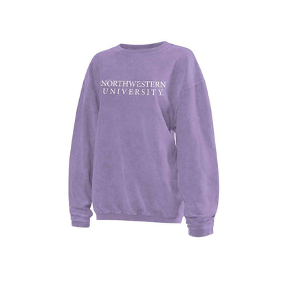 Northwestern University Wildcats Chicka-d Light Lilac Lavender Crewneck Sweatshirt with Distressed Northwestern University Design-2