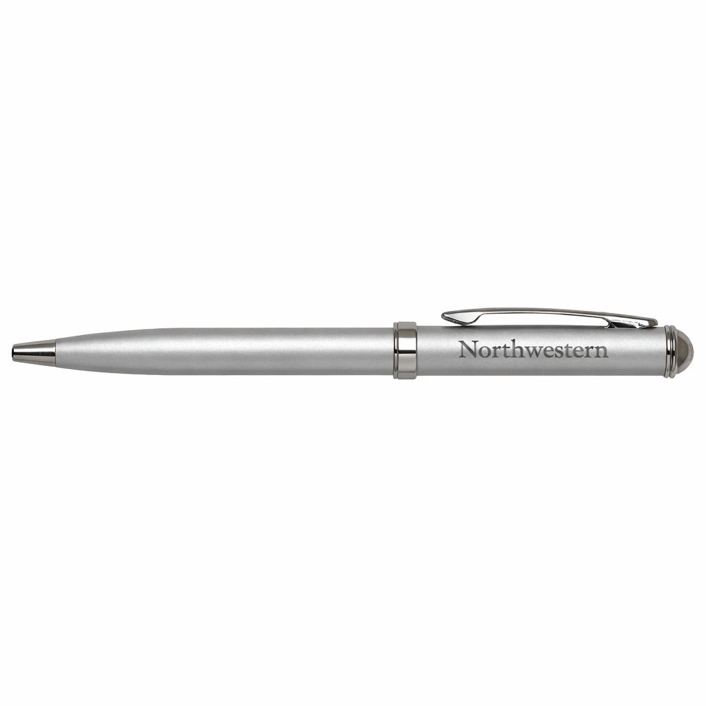 Northwestern University Wildcats Laser Engraved Silver Click Action Gel Ink Pen