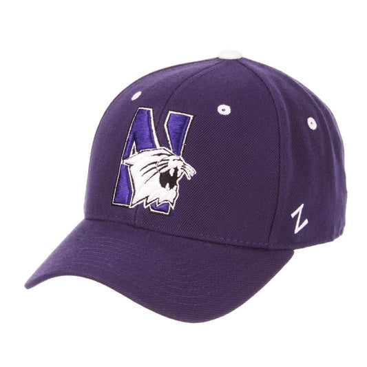 Northwestern Wildcats Zephyr Dark Purple Fitted Hat with Stylized N-Cat Design