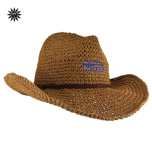Northwestern I Kellogg Sahara Tan Collapsible Cowboy Hat with Braided Leather Cord