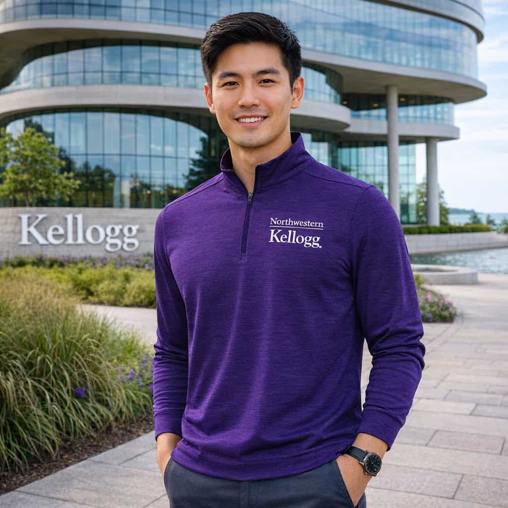 Northwestern I Kellogg Men's Antigua Purple Heather Bright 1/4 Zip Pullover