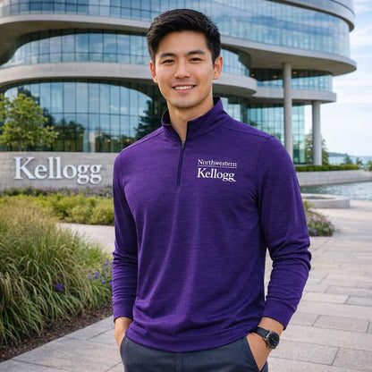 Northwestern I Kellogg Men's Antigua Purple Heather Bright 1/4 Zip Pullover