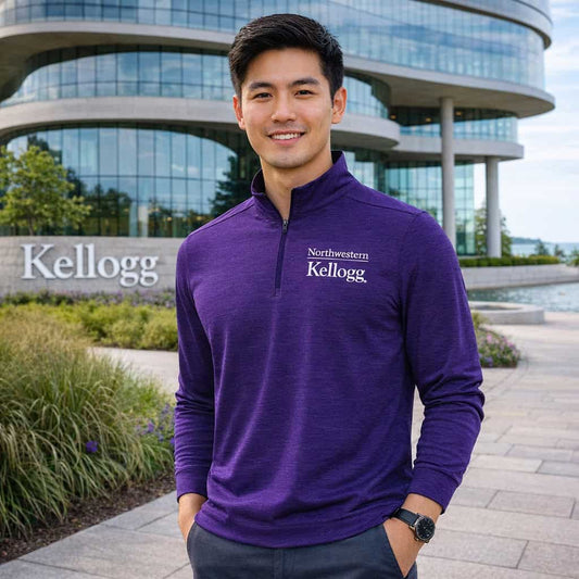 Northwestern I Kellogg Men's Antigua Purple Heather Bright 1/4 Zip Pullover