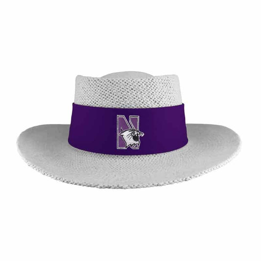 Northwestern University Wildcats Tournament Gambler Hat With Sunblock Lining and Flex-fit Band in Birch Color